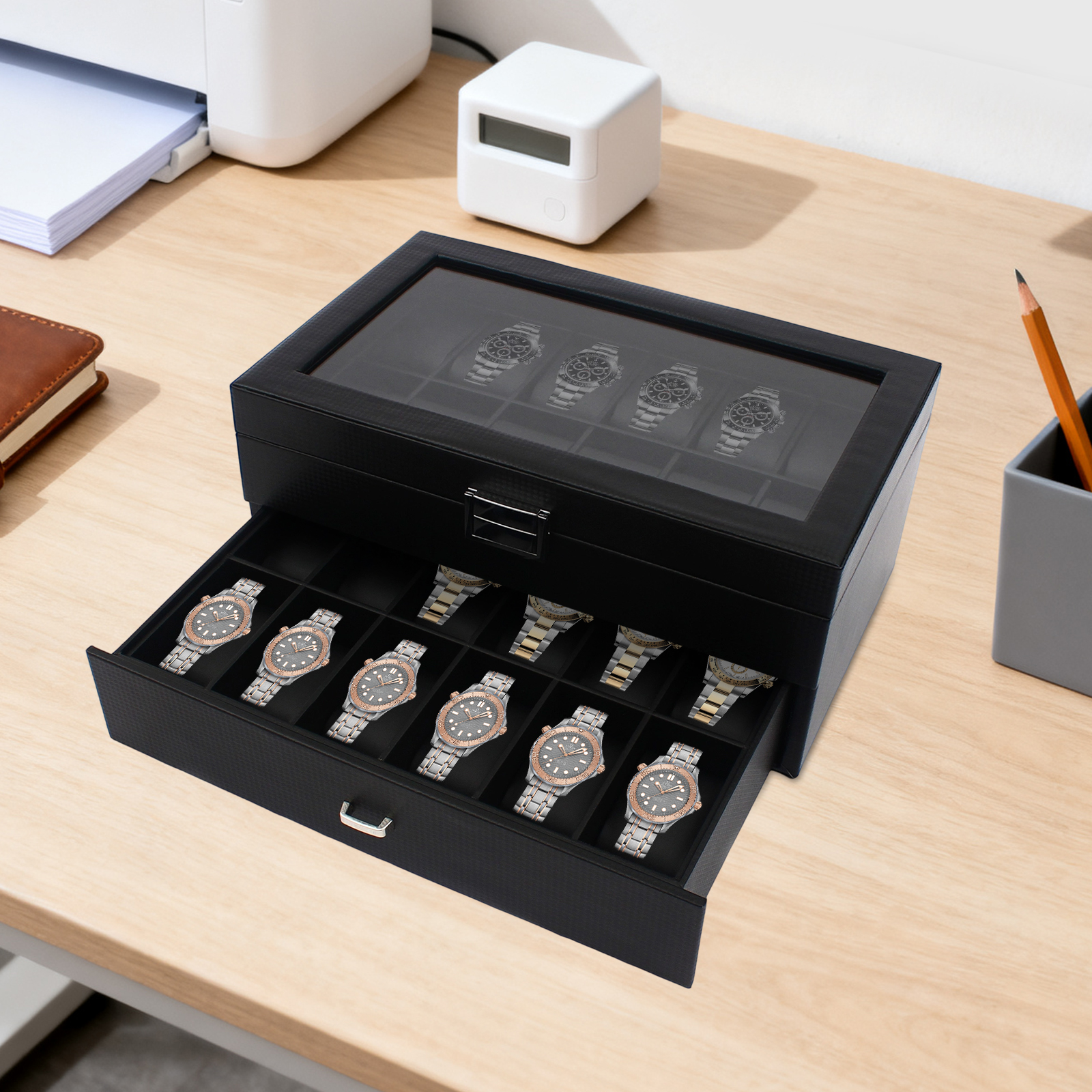 Jewelry Watches Box - 24 Slot Watch Storage Box Display