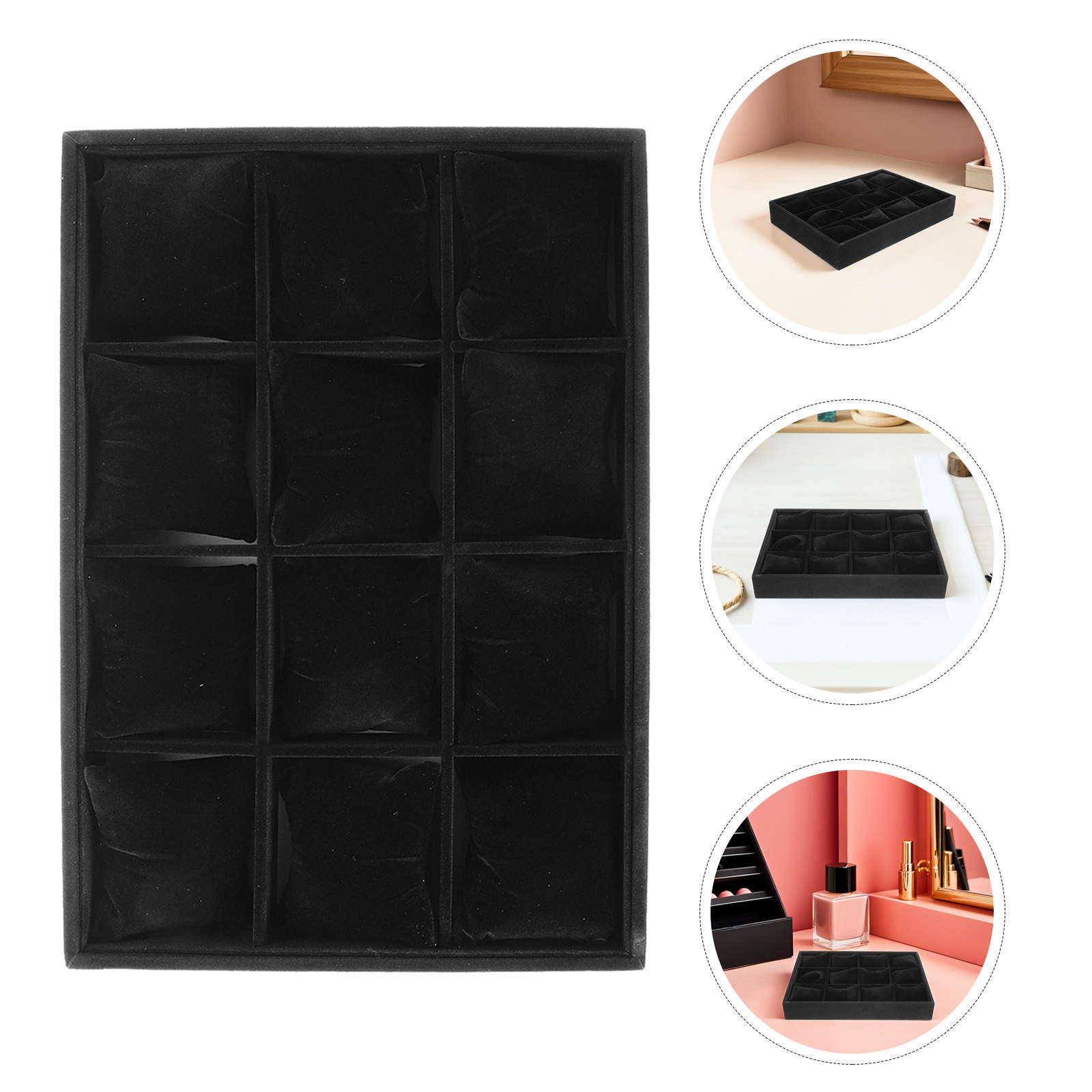 Jewelry Watches Box - 2Pcs Black Jewelry Organizer Tray 12