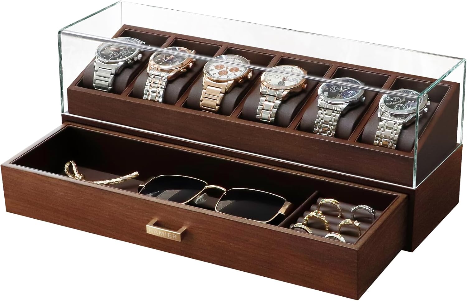 Jewelry Watches Box - Wooden Watch Box with 6 Slots