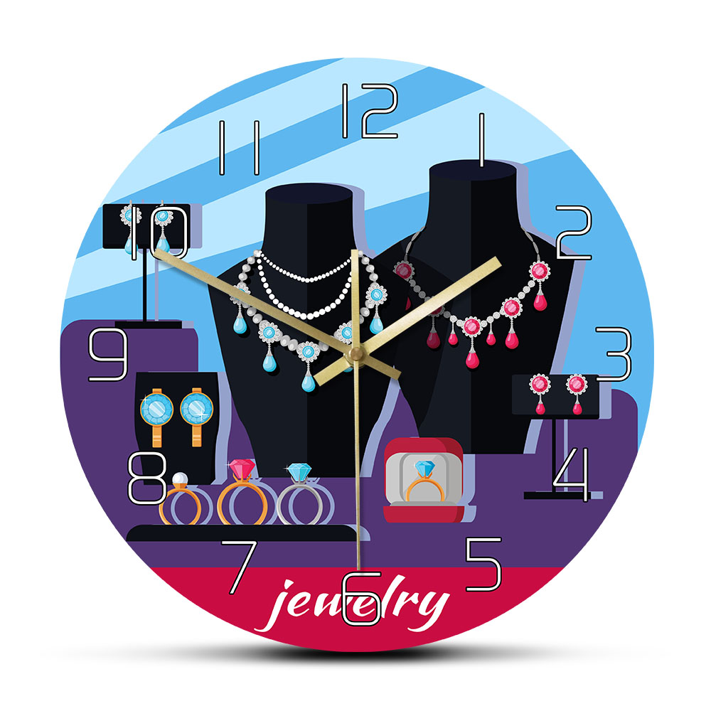 Jewelry And Watches Stores - Jewelry Store Showcase Designed Wall Clock
