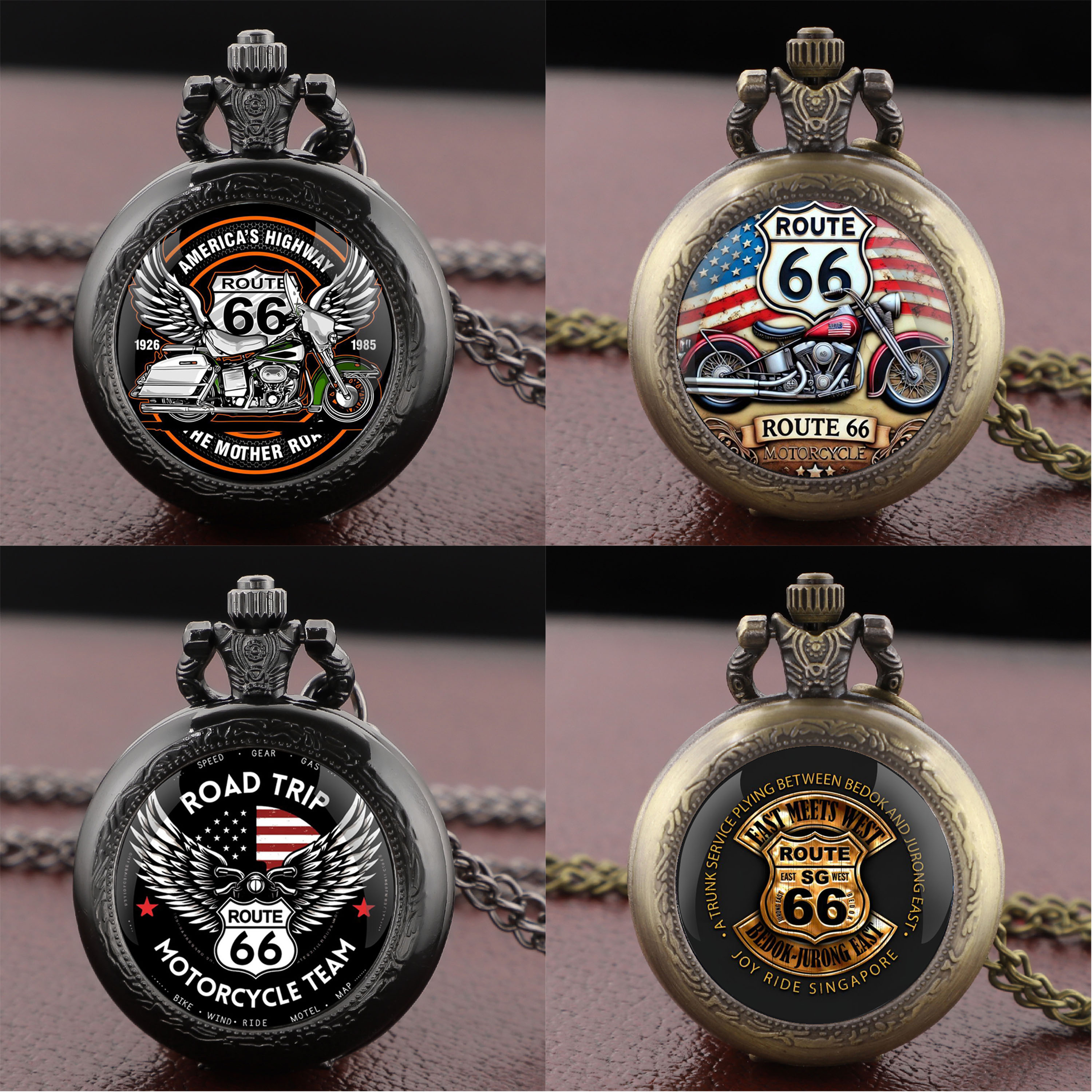 Vintage Jewelry Watches Women - Classic Retro Route 66 Glass Dome