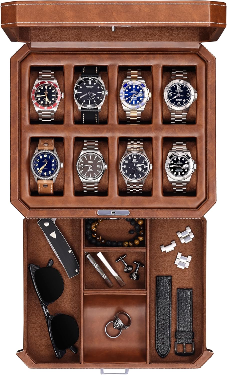 Jewelry Watches Box - 8 Slot Leather Watch Box with