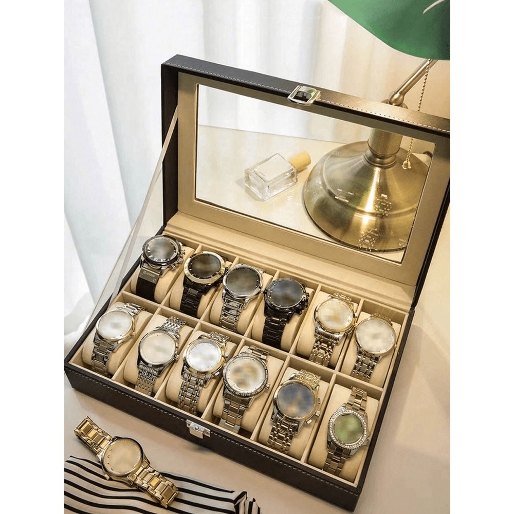 Jewelry Watches Box - 1pc Big Capacity Leather Watch Box,