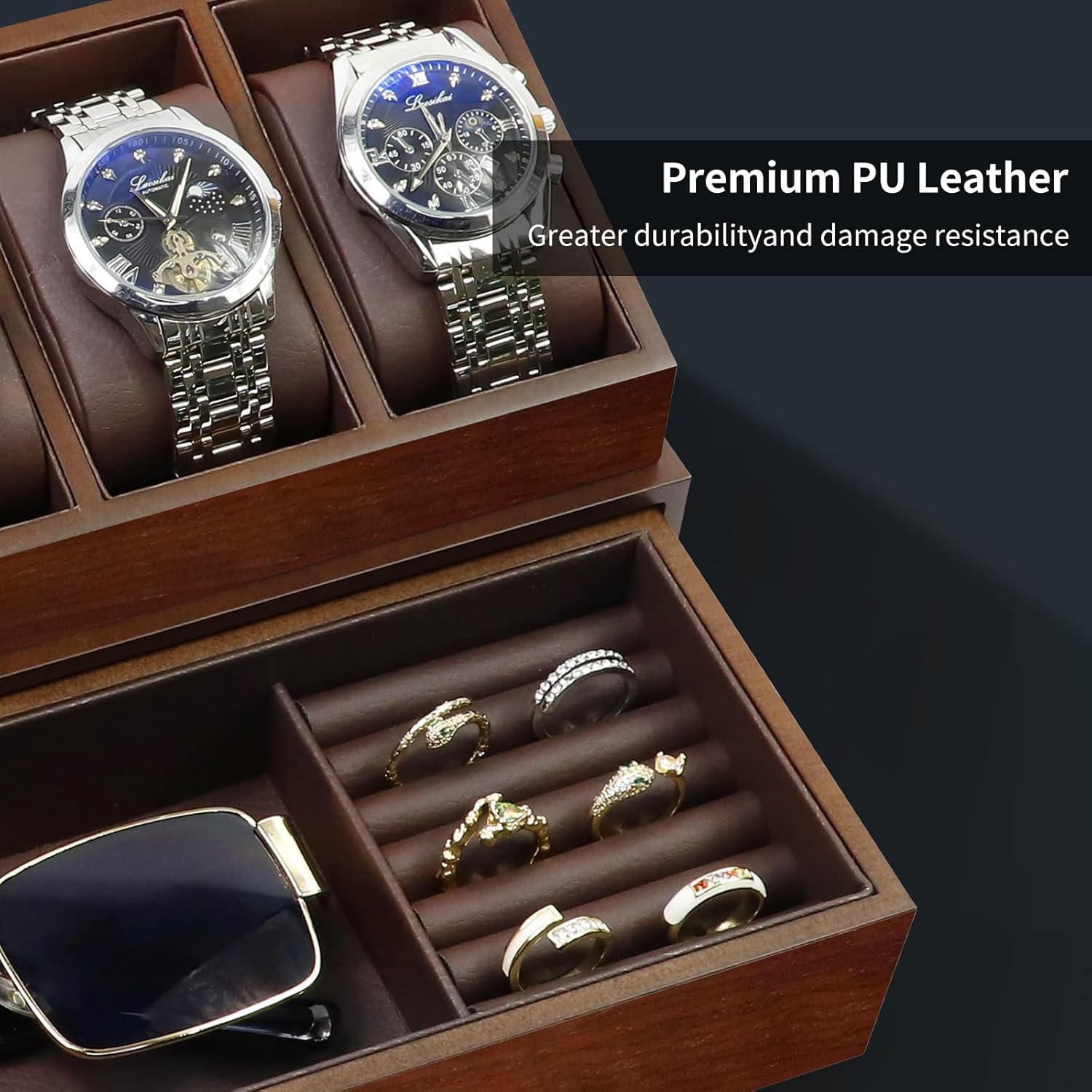 Wooden Watch Box with 6 Slots  - Jewelry Watches Box recensie en prijs