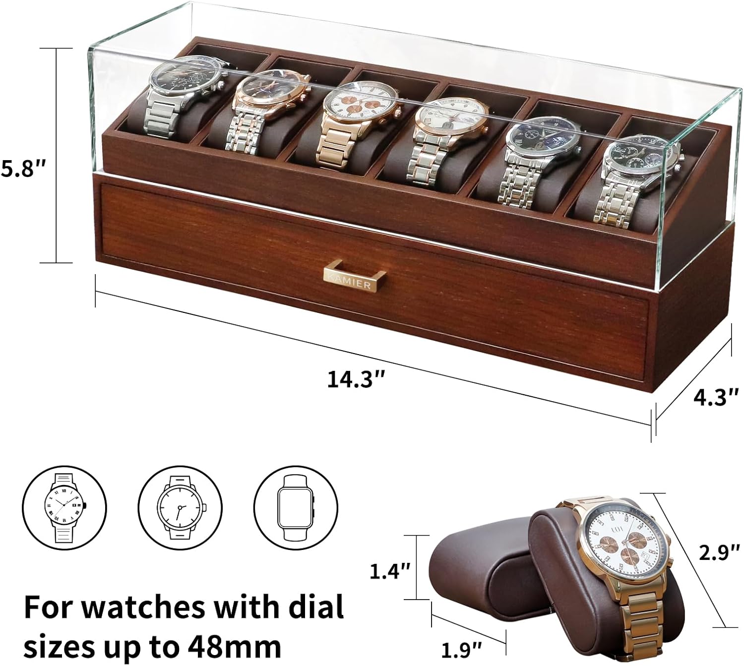 Wooden Watch Box with 6 Slots  - Jewelry Watches Box recensie en prijs