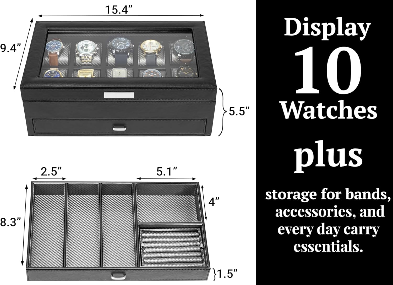 Large Watch Box for Men, 10-Sl - Jewelry Watches Box recensie en prijs