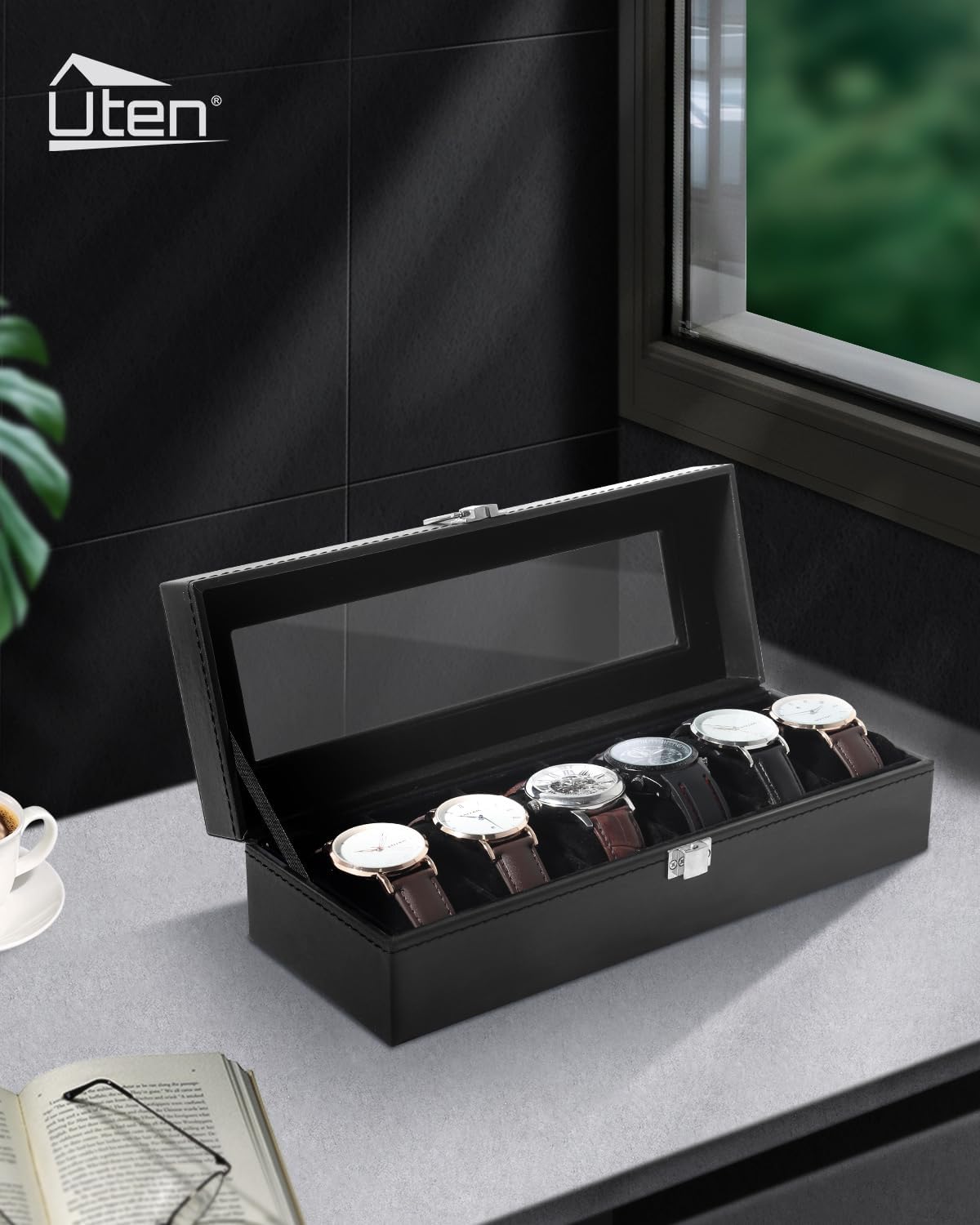 6 Slot Watch Box with Glass Li - Jewelry Watches Box recensie en prijs
