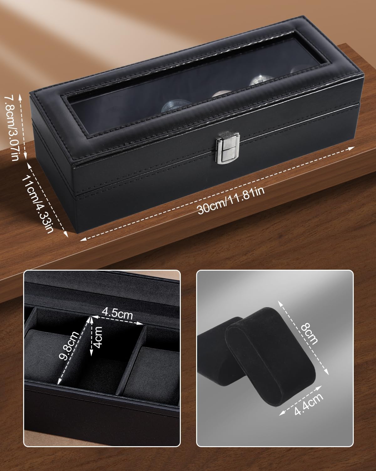 6 Slot Watch Box with Glass Li - Jewelry Watches Box recensie en prijs