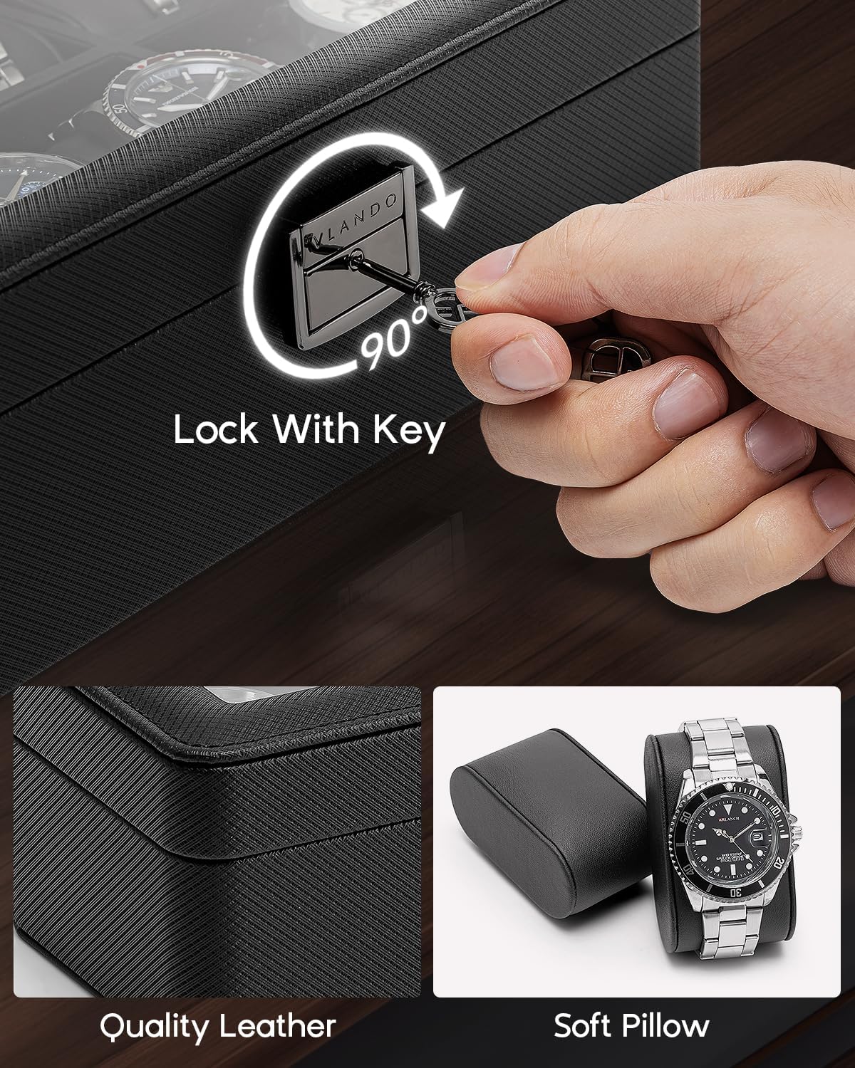 6-Slot Watch Case with Glass L - Jewelry Watches Box recensie en prijs