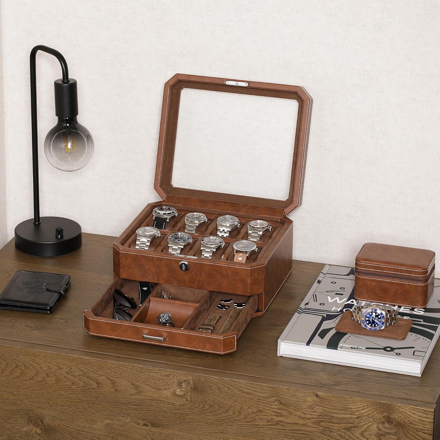 8 Slot Leather Watch Box with  - Jewelry Watches Box recensie en prijs