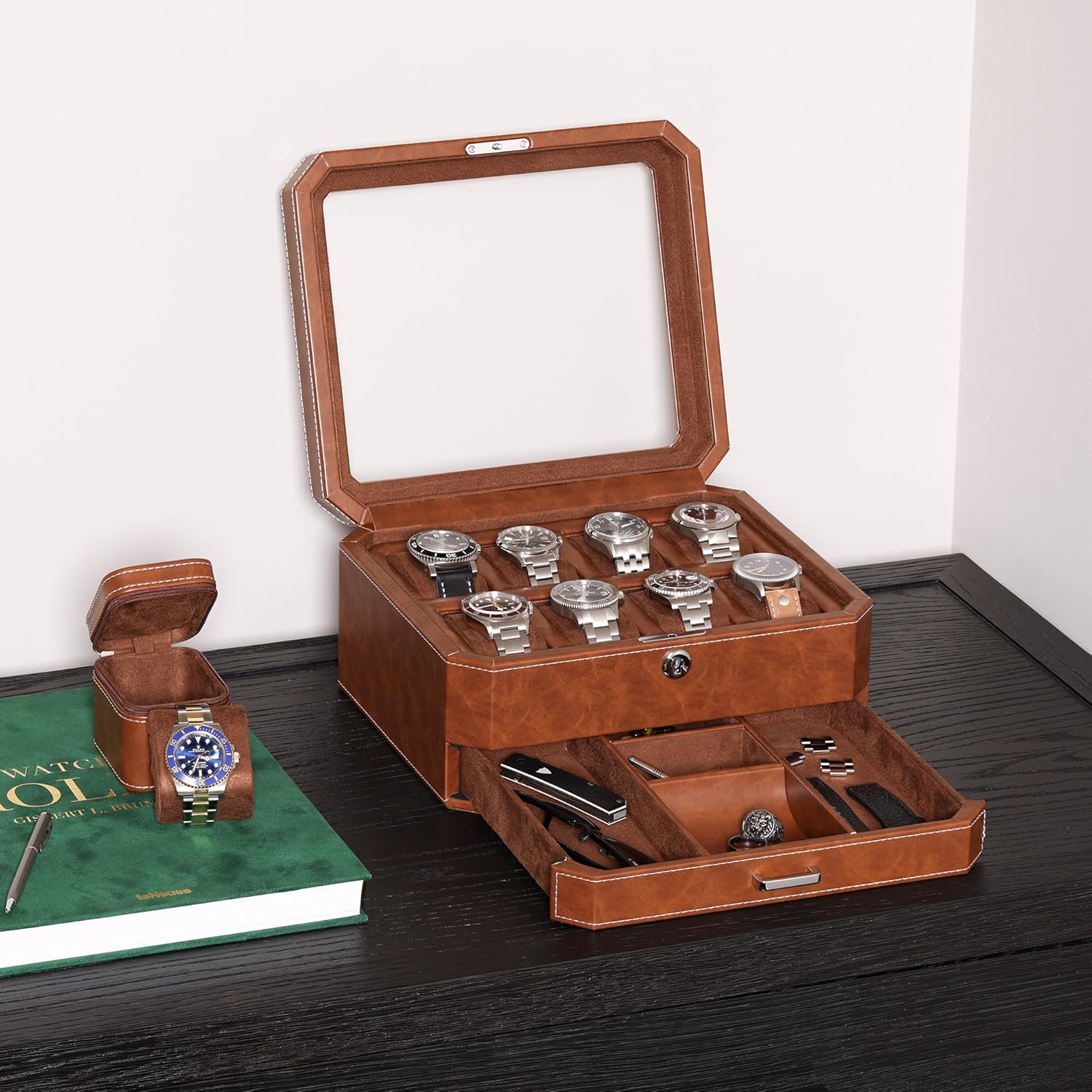 8 Slot Leather Watch Box with  - Jewelry Watches Box recensie en prijs